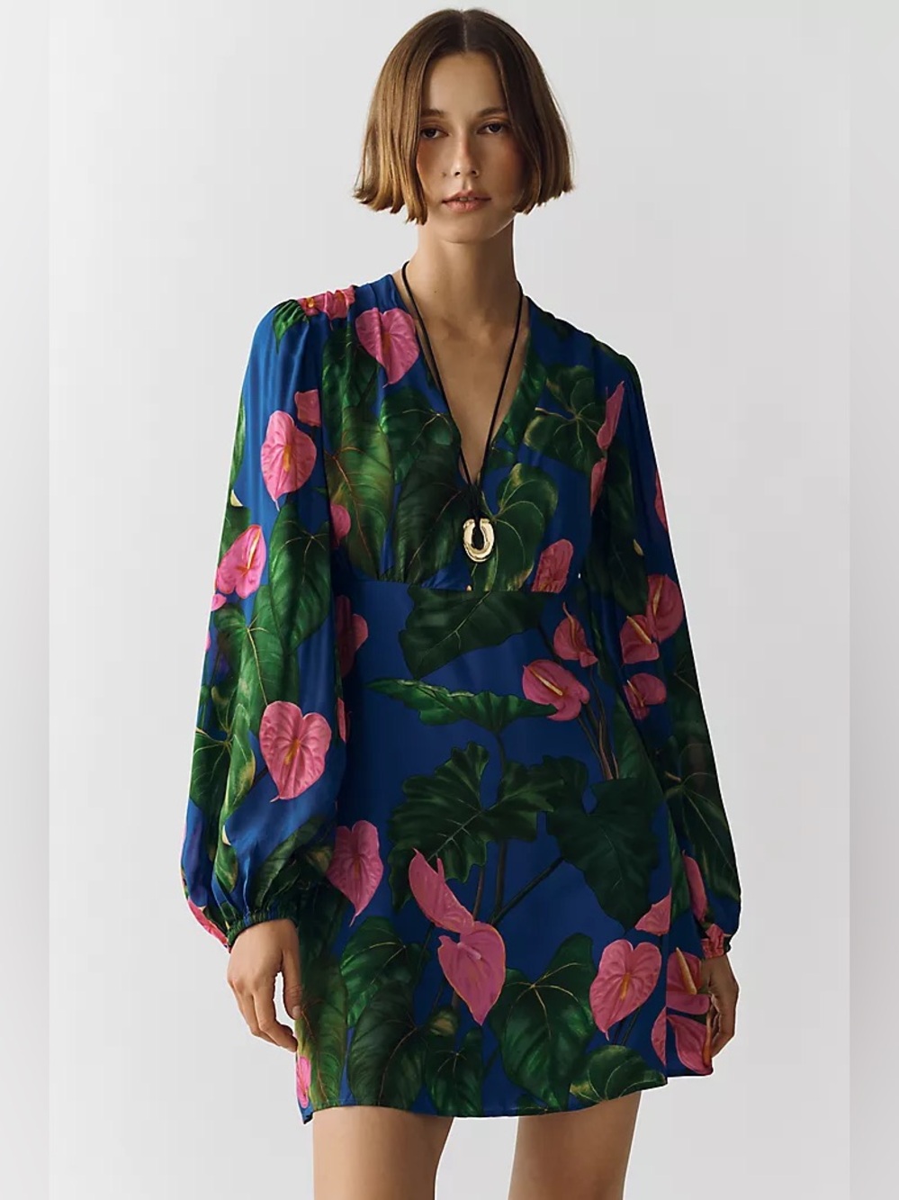 Farm Rio x Anthropologie V-Neck Printed Mini Dress NWT Size S